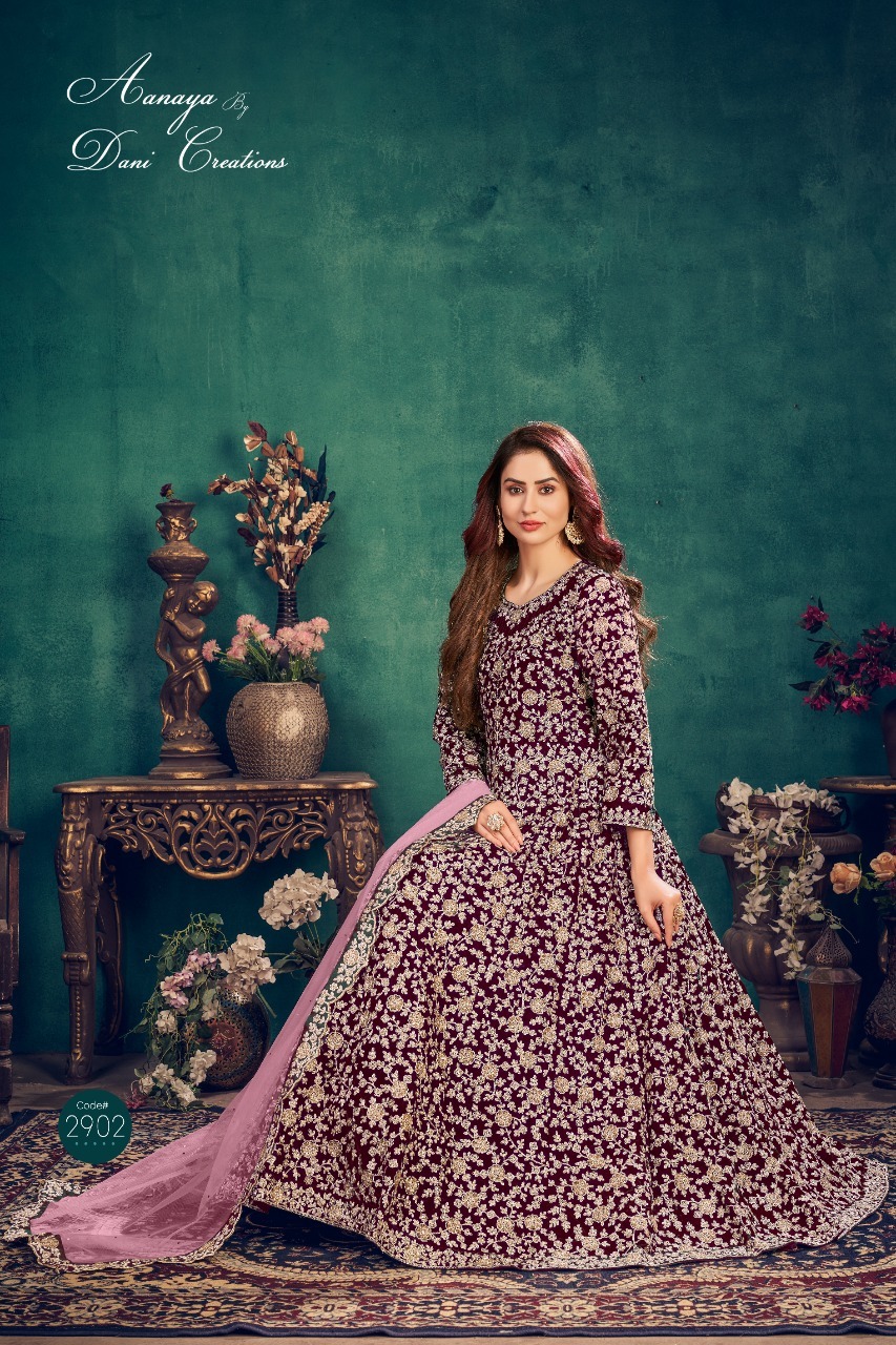 Anarkali Salwar Kameez - Velvet Plus Size With Heavy Embroidery , Cool Dry And Anti Wrinkle Features For All Season Traditional Wear