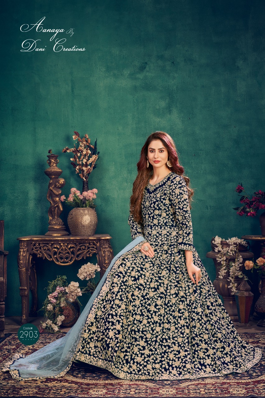 Anarkali Salwar Kameez - Velvet Plus Size With Heavy Embroidery , Cool Dry And Anti Wrinkle Features For All Season Traditional Wear