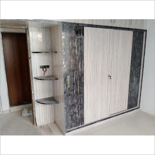 क्रीम और ब्लैक पीवीसी बेडरूम वॉर्डरोब इंडोर फर्नीचर