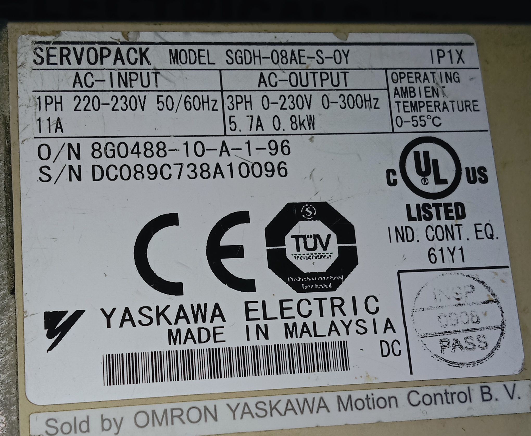 Yaskswa Servo Drive Sgdh-08ae-s-oy