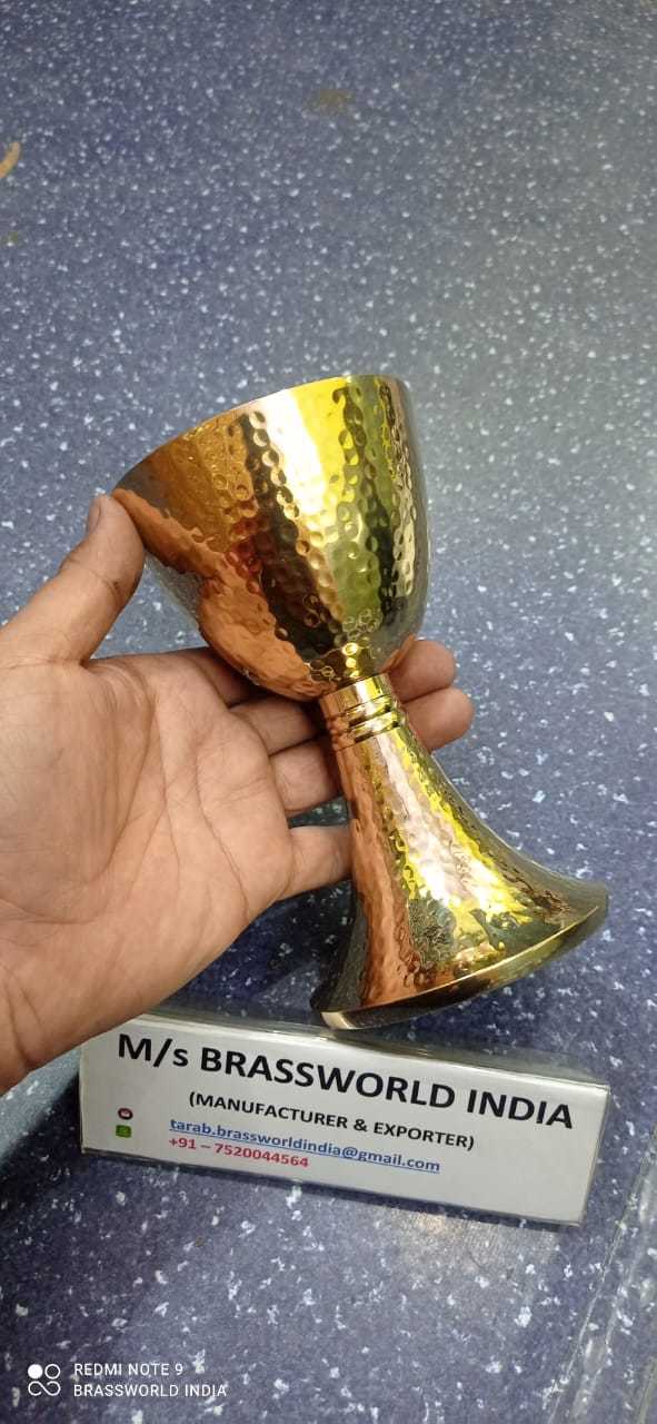 Brass Gold Chalice With Authentic Hammered Work