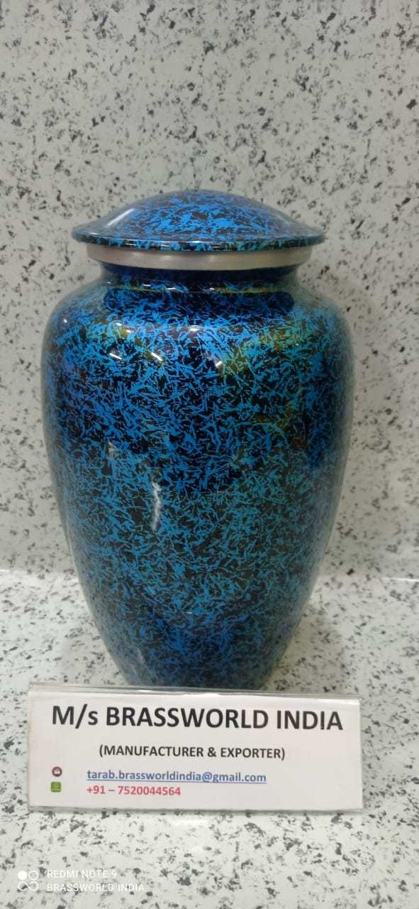 Aluminium Blue And Black Cremation Urn Funeral Supplies