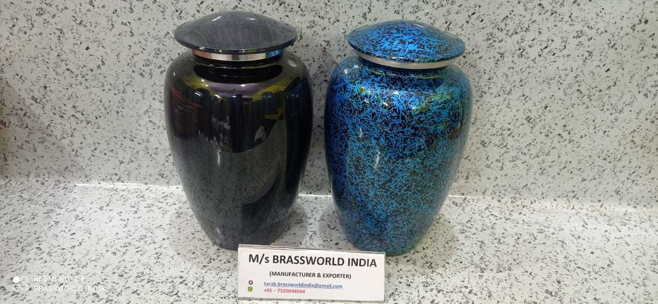 Aluminium Blue And Black Cremation Urn Funeral Supplies
