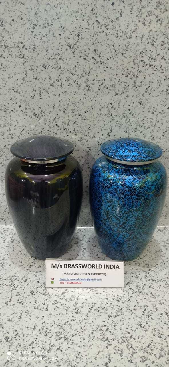 Aluminium Blue And Black Cremation Urn Funeral Supplies