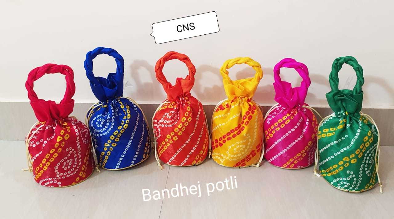 Designer White Potli Bag - Cotton, Regular Size, Golden Color | Handmade, Drawstring Closure, Customizable Color & Design, Perfect For Celebrations