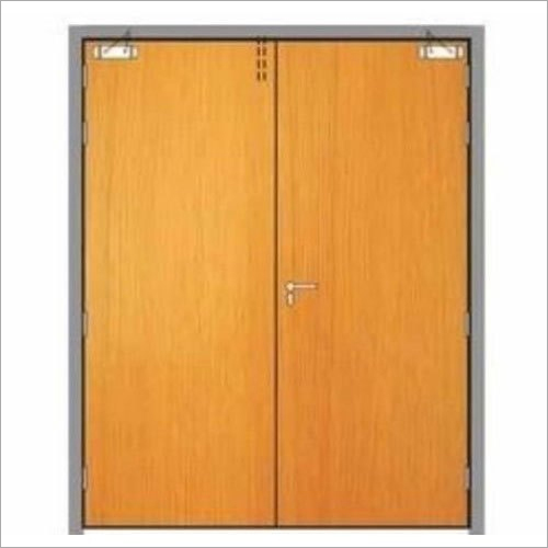 Wooden Fire Door - Solid Wood, 1.5 mm Frame Thickness, Brown | Fire Proof Perilite Filling, Heavy Duty Hinges, Ergonomic Handle, Fire Lock, Door Closer