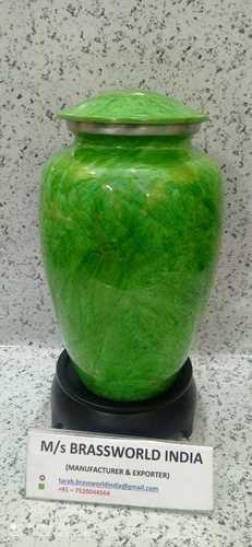 ALUMINIUM LIGHT GREEN COLOUR CREMATION URN