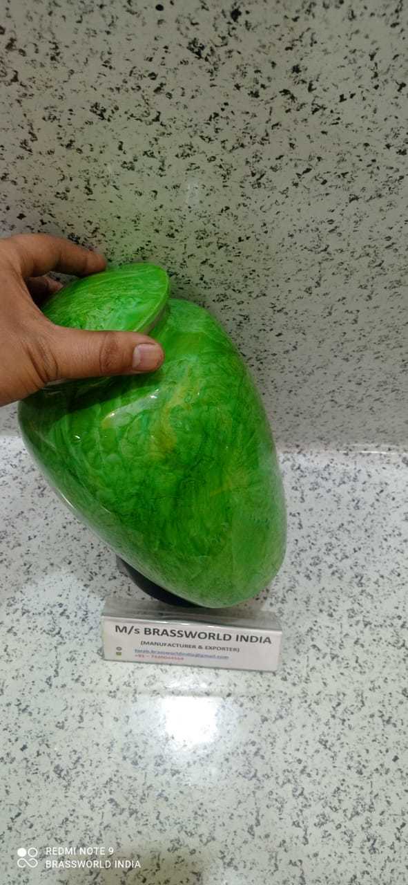 Aluminium Light Green Colour Cremation Urn
