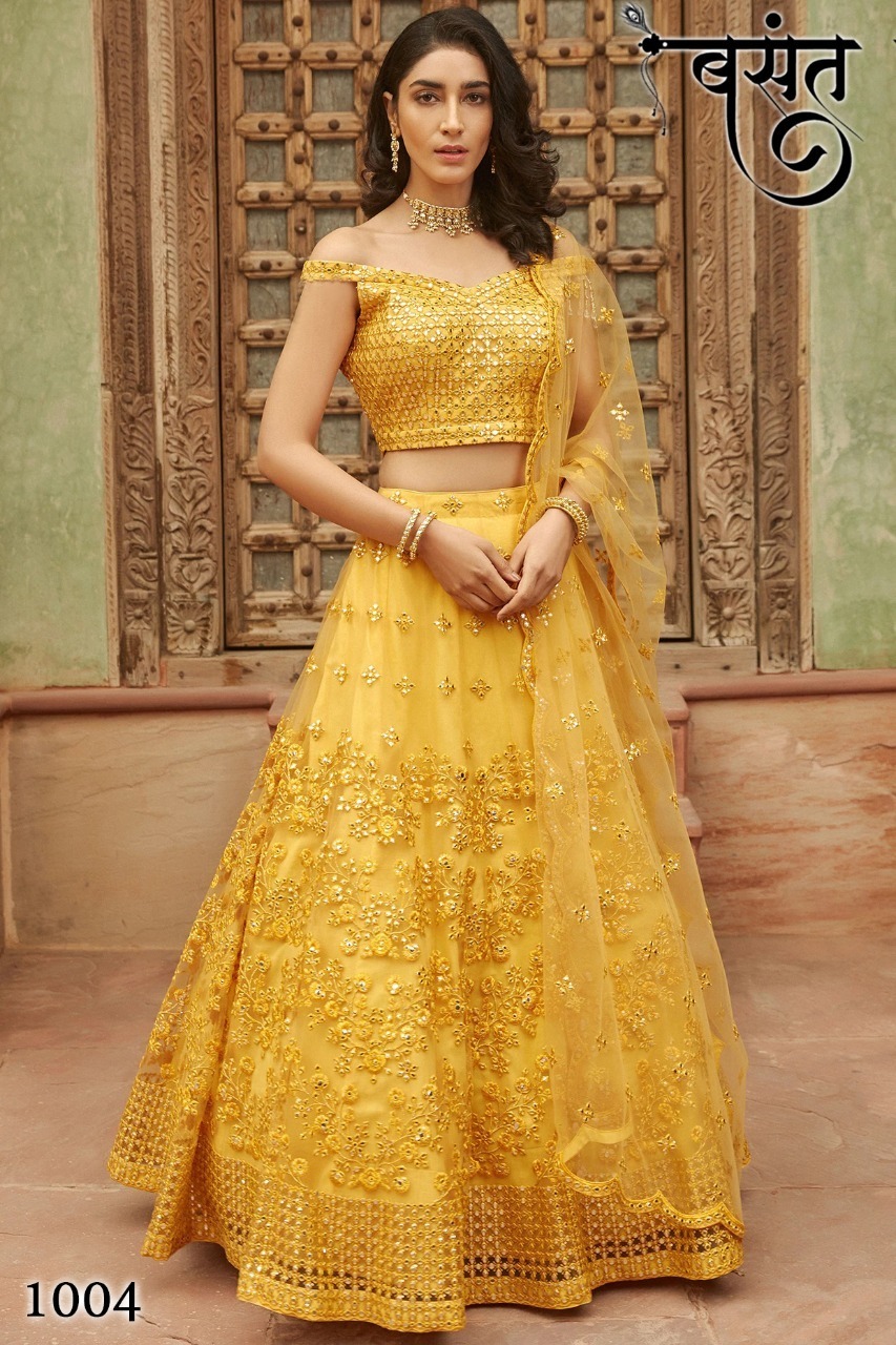 Sabyasachi Designer Indian Wedding Lehenga Choli - Organza Fabric, Customized Size, Plus Size Options | Embroidered Design, Elegant Bollywood Style, Perfect For Haldi Bridal Ceremony