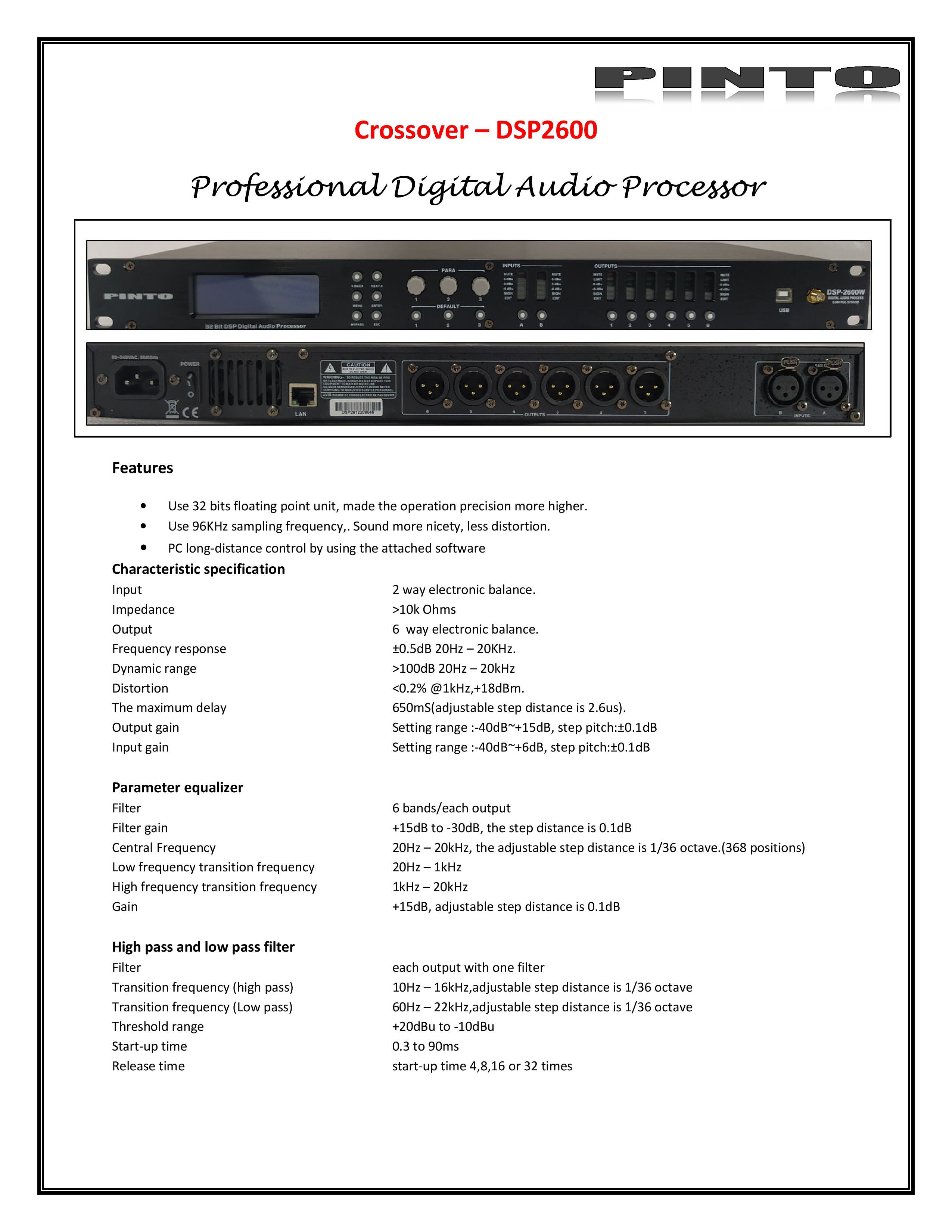 Crossover Sound Processor Dsp-2600 / Dsp-4800
