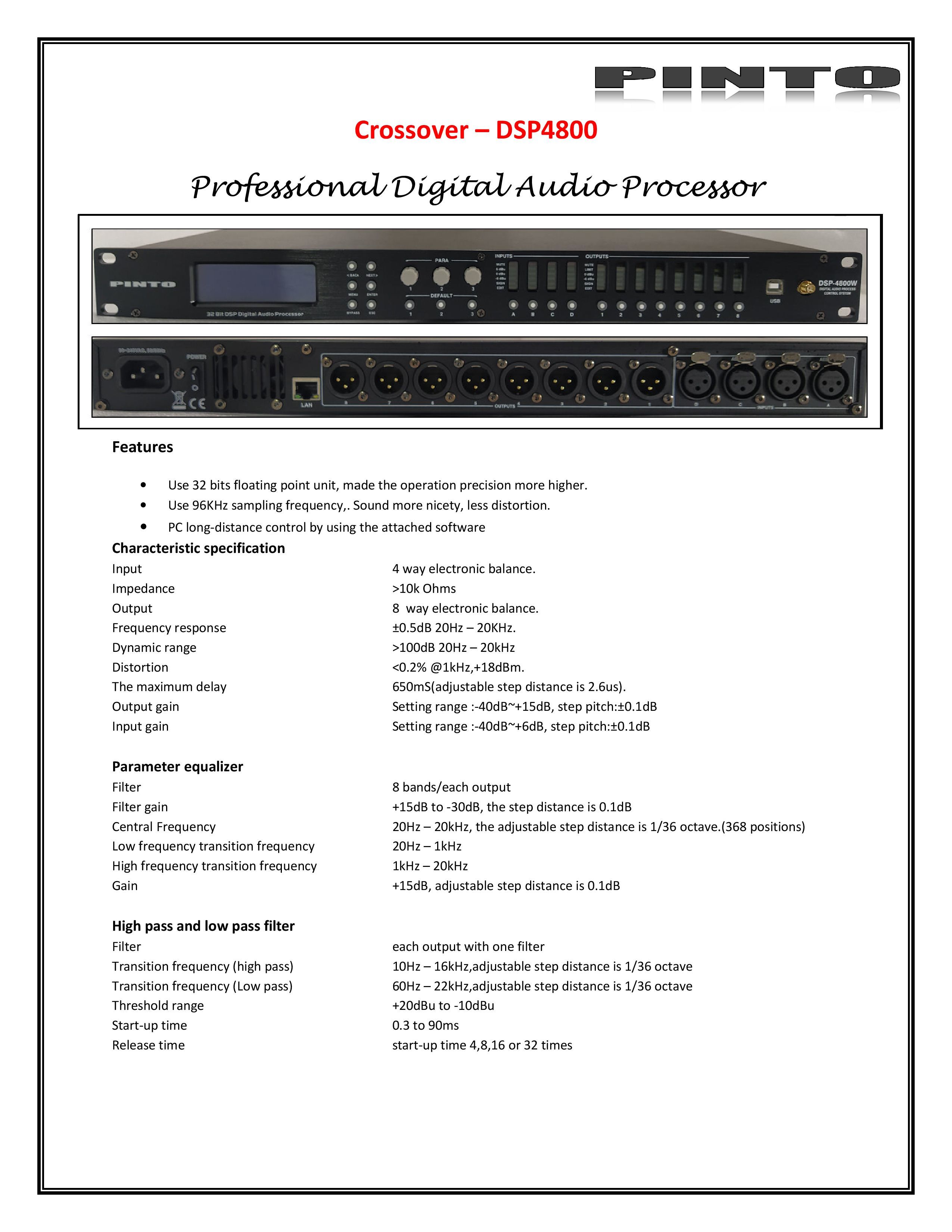 Crossover Sound Processor Dsp-2600 / Dsp-4800