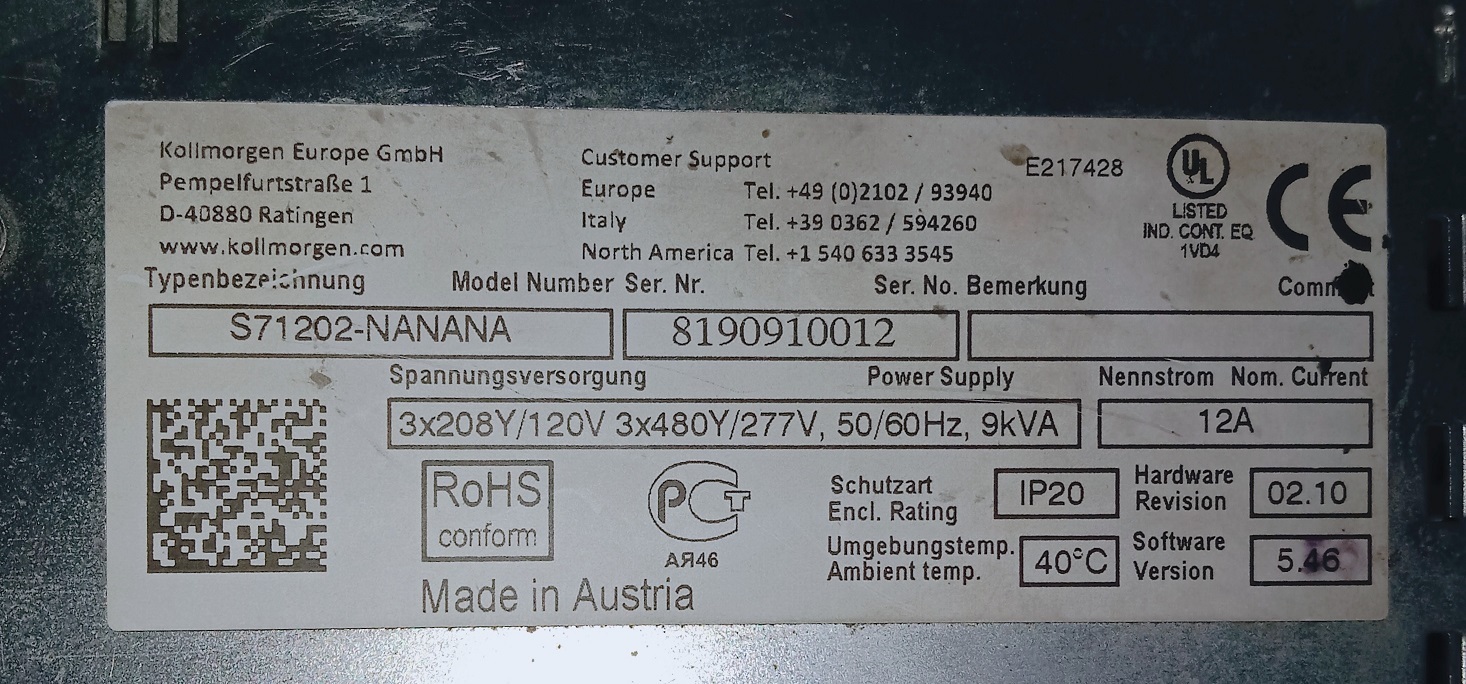 Kollmorgen Servo Drive S71202-nanana