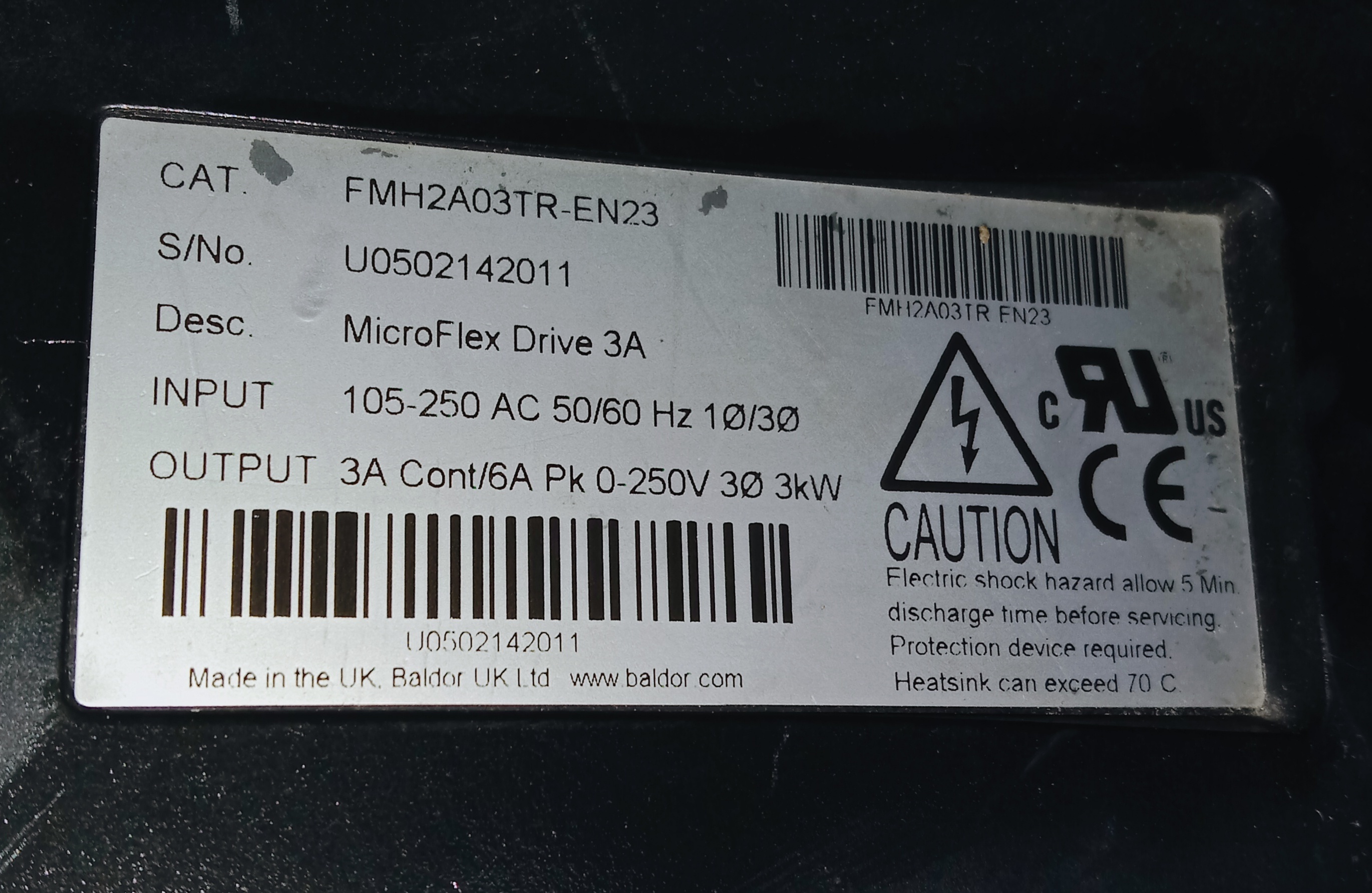 Baldor Servo Drive Fmh2a03tr-en23