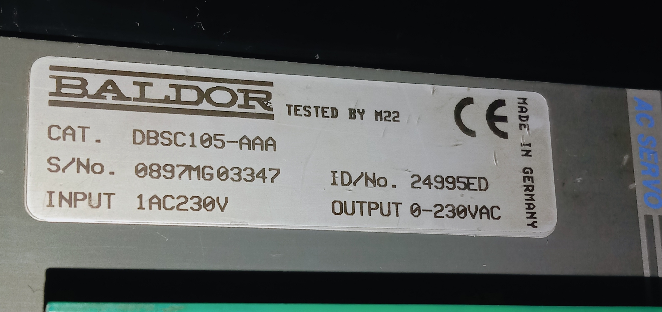 Baldor Servo Drive Dbsc105-aaa