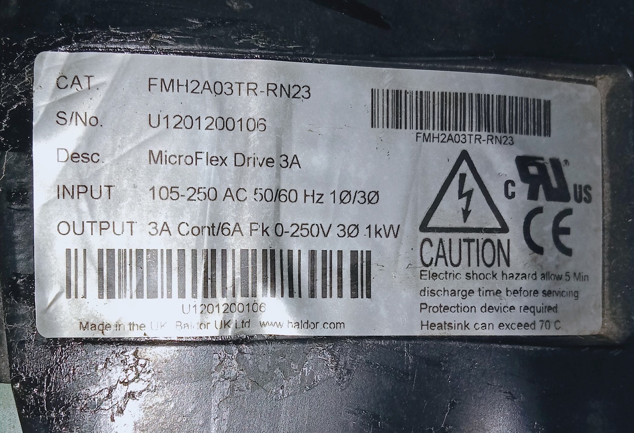 Baldor Servo Drive Fmh2a03tr-rn23