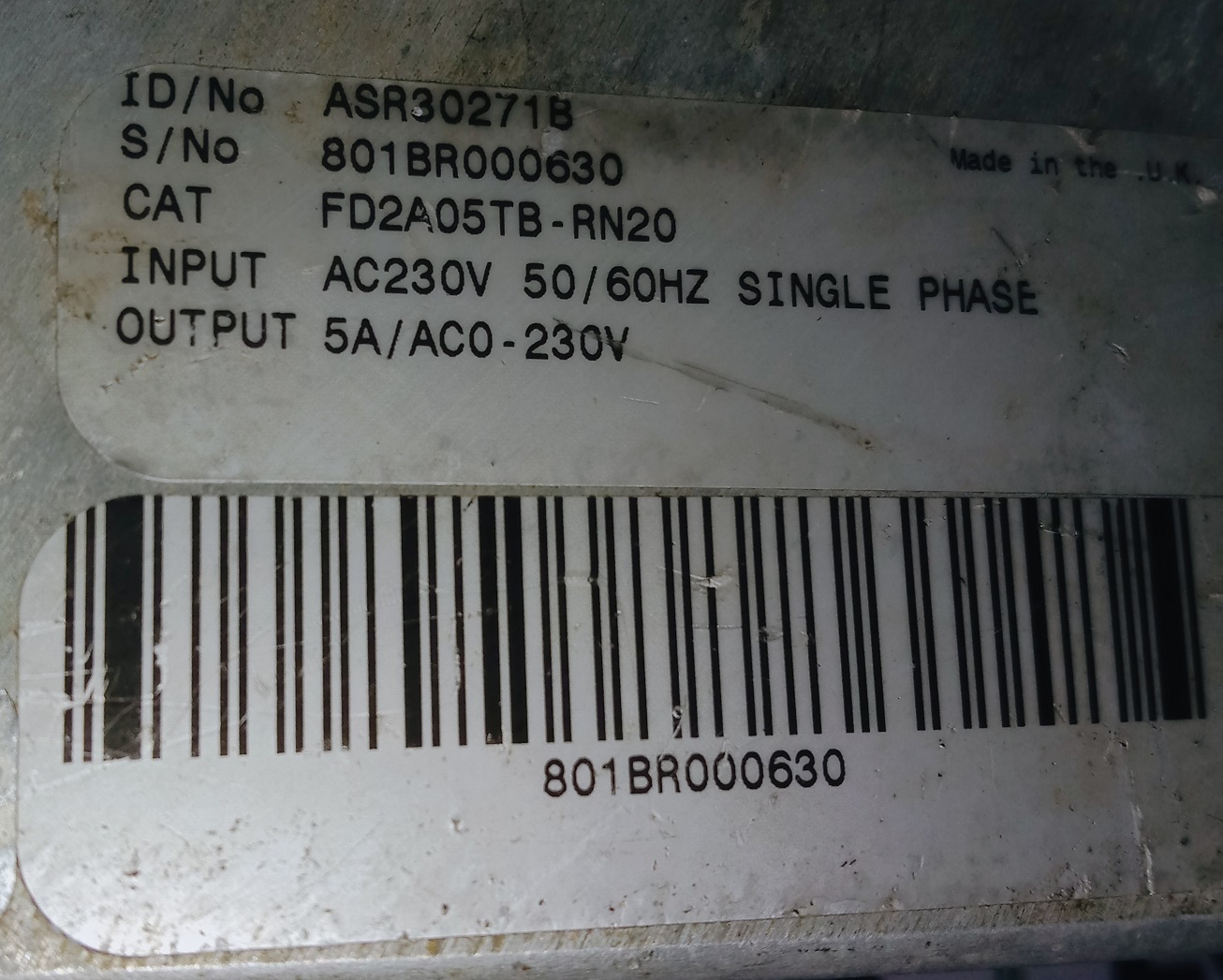 Baldor Servo Drive Fd2a05tb-rn20