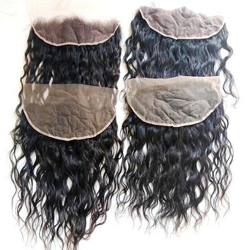 Temple Donated Unprocessed Wavy Hair Frontal 13x4 - Color: Natural Colour Black Or Brown