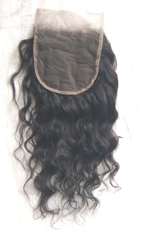 Temple Donated Unprocessed Wavy Hair Frontal 13x4 - Color: Natural Colour Black Or Brown