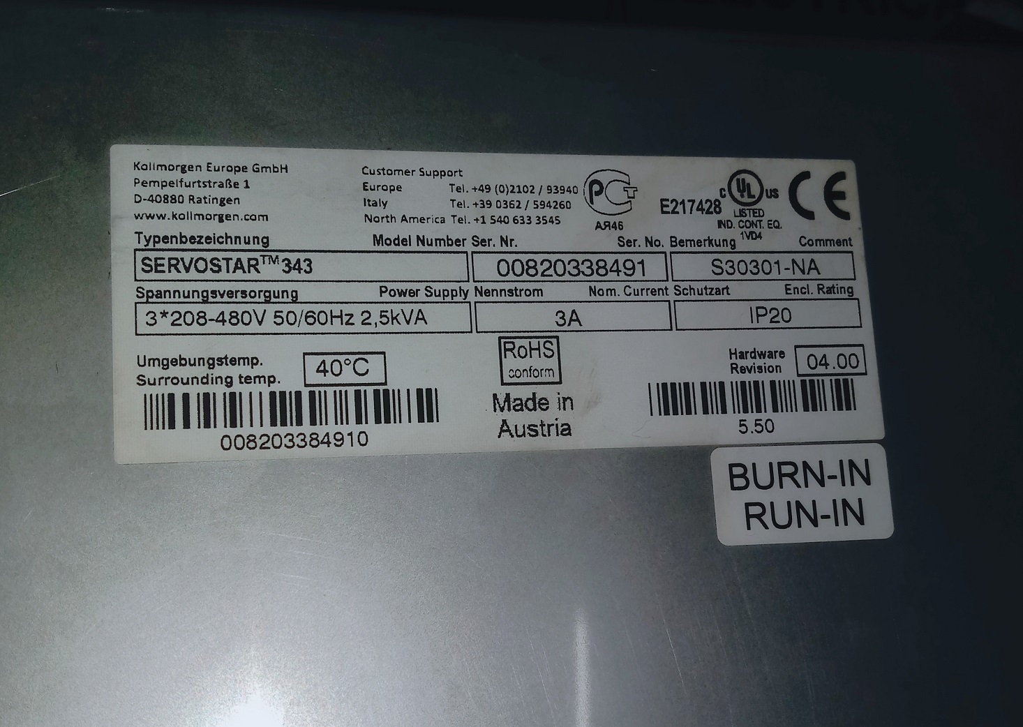 Kollmorgen Servo Drive S3106 1-se-sb