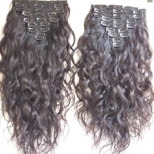 Clip-in Natural Wavy Clip In Human Hair Extensions