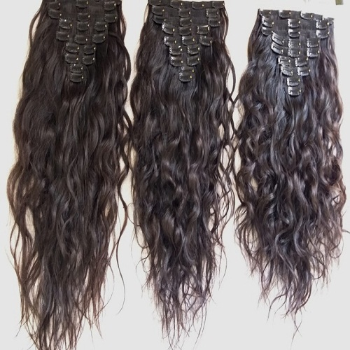 Clip-in Natural Wavy Clip In Human Hair Extensions