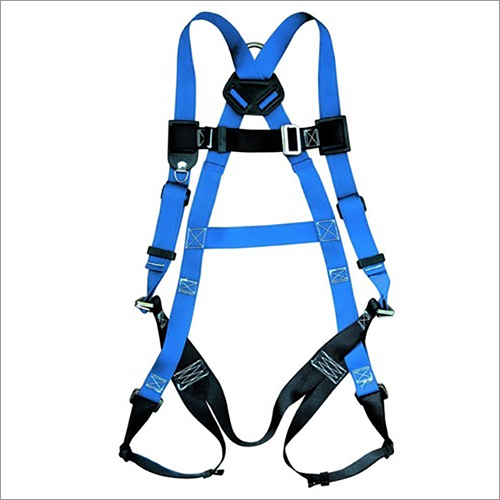 Full Body Safety Harness - Polyester Material, Blue Color | Designed For Industrial Use, Male Wear, Reusable, Distributes Fall Forces Efficiently