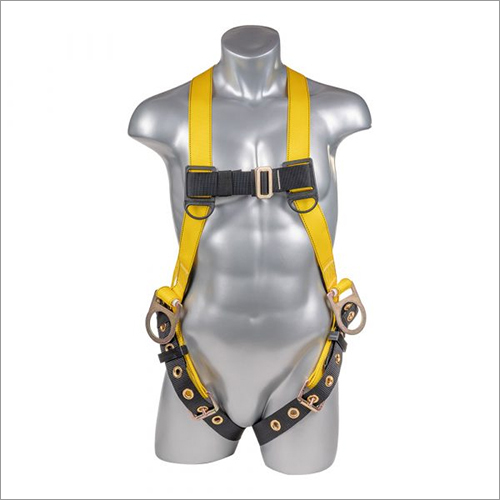 Full Body Safety Harness - Polyester Material, Blue Color | Designed For Industrial Use, Male Wear, Reusable, Distributes Fall Forces Efficiently