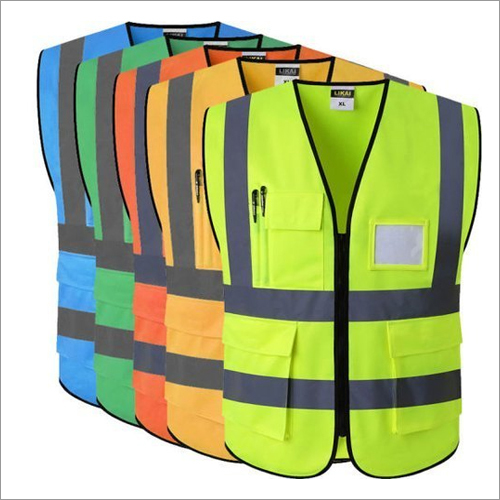 Safety Jacket Double Reflective Tape Plane Fabric - Unisex, Plain Fabric, Multiple Sizes & Colors Available | Breathable, Flexible, Reusable