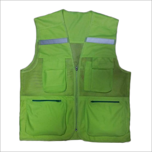 Florescent Reflective Jacket - Lightweight Flexible Fabric, Green Color, Unisex Design, Zipper Pockets for Tools | Ideal for Industrial Use