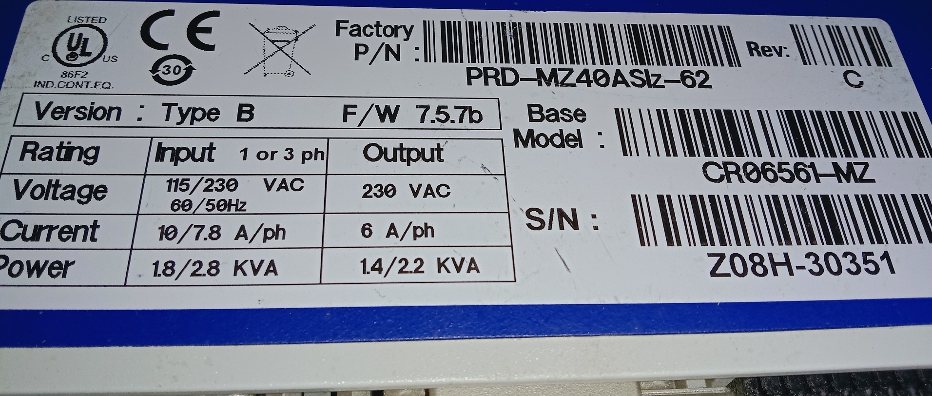 Kollmorgen Servo Drive Prd-mz40asiz-62