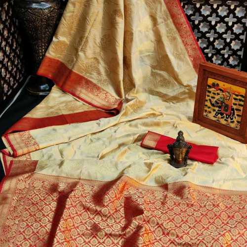 Ladies pure soft silk & jacquard work