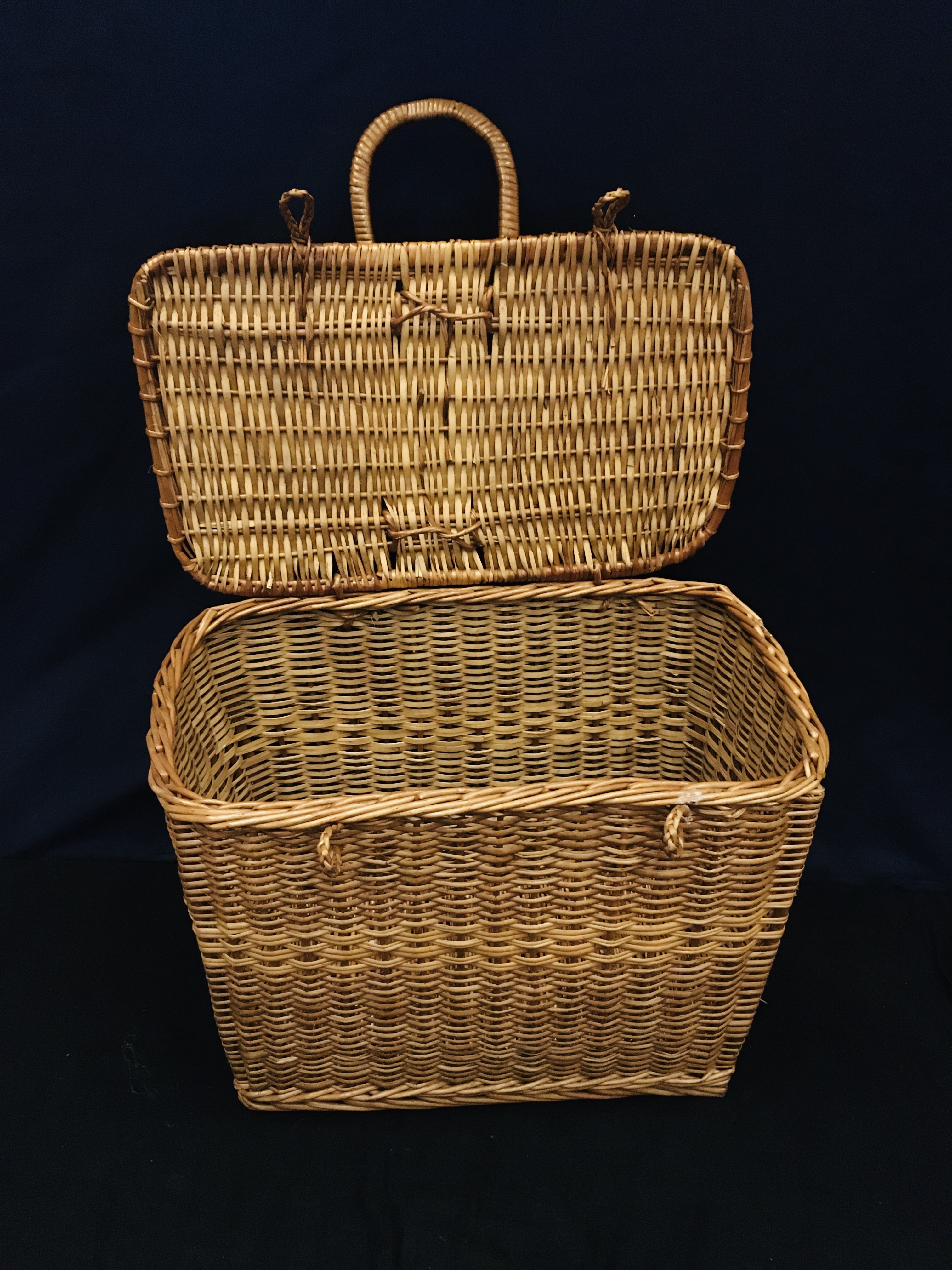 Picnic Basket Square Level Door 16 Inch - Cane And Bamboo Craft, 16 Inch Size, Polished Finish, Unique Natural Craftsmanship