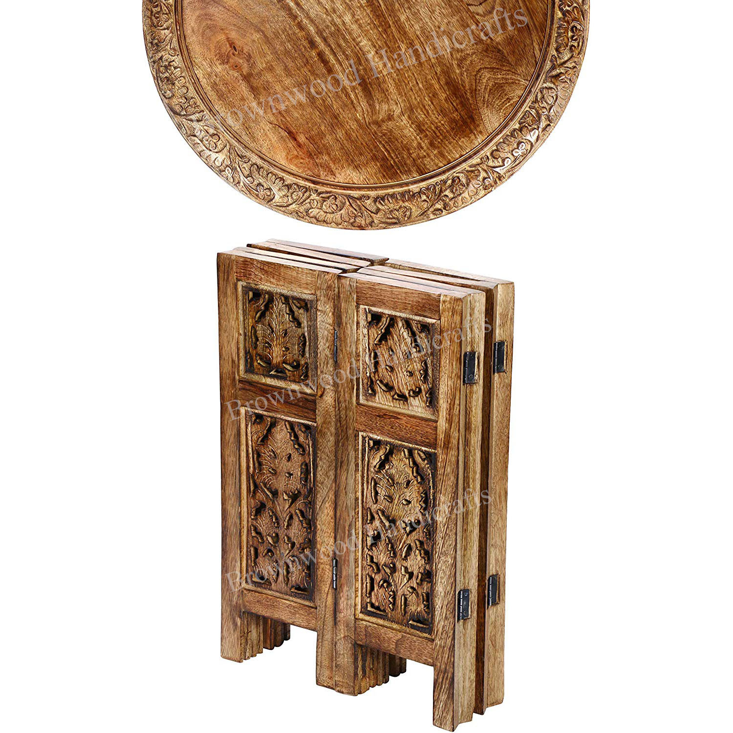 Wooden Stool - 18x18x18 Inches | Light Burnt Color, Carved Antique Imitation, Ideal For Home Decoration