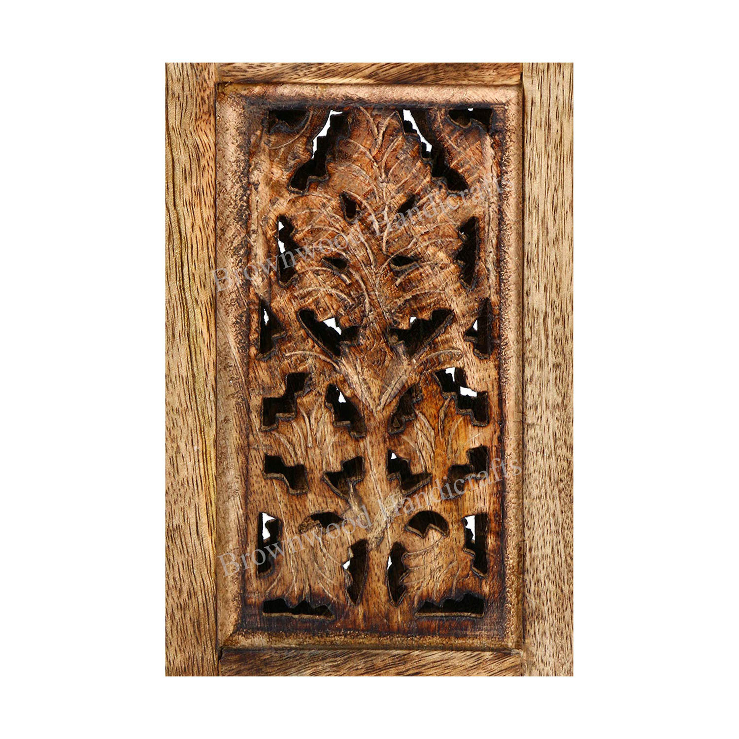 Wooden Stool - 18x18x18 Inches | Light Burnt Color, Carved Antique Imitation, Ideal For Home Decoration