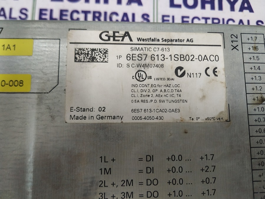 Siemens Gea 6es7 613-1sb02-0ac0 Simatic C7-613 Touch Compact