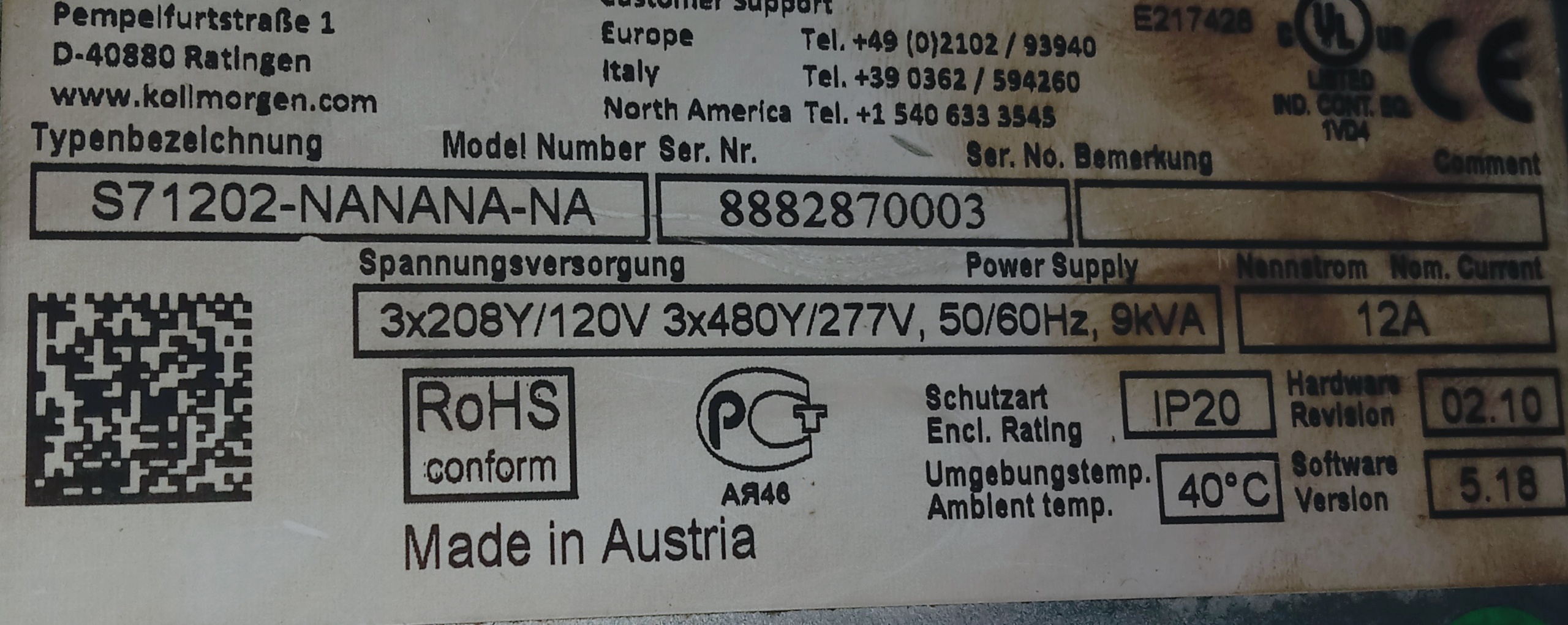 Kollmorgen Servo Drive S71202-nanana-na