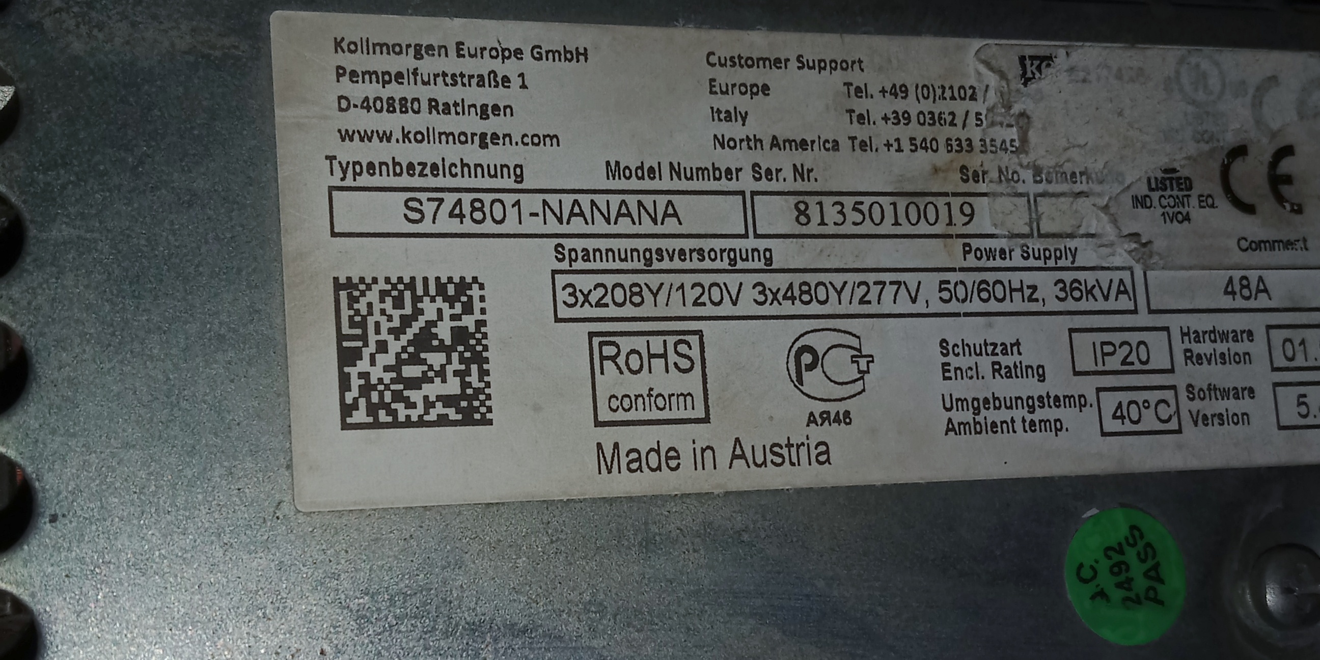 Kollmorgen Servo Drive S74807-nanana