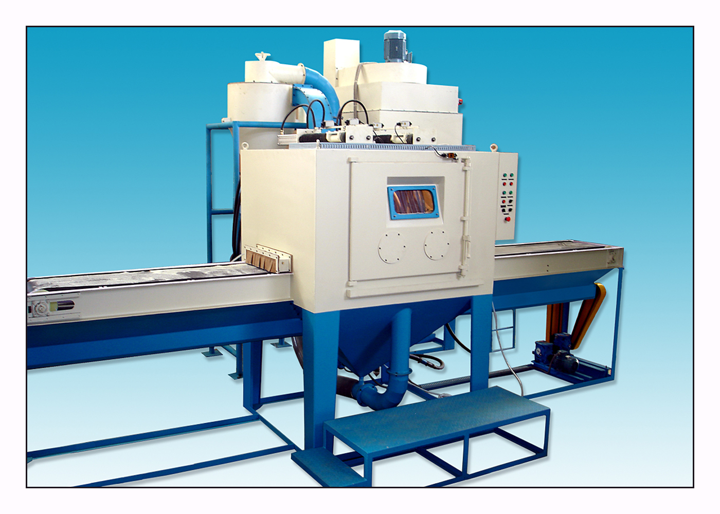 Semi Automatic Belt Conveyor Type Super Blaster Machine