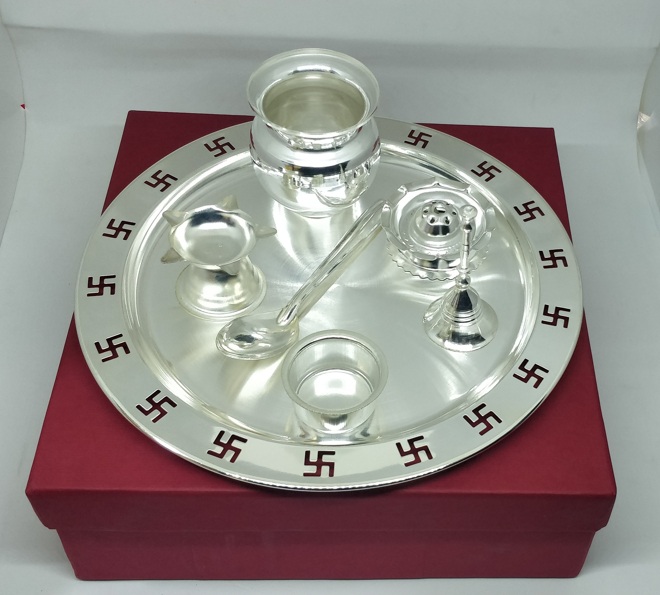 Silver Plated Pooja Thali - Material: Steel