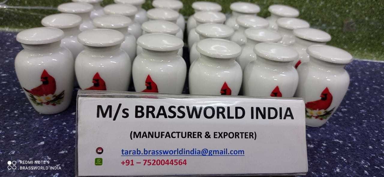 Humming Bird Printed Keepsake Cremation Urn By Brassworld India