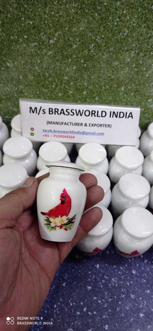 Humming Bird Printed Keepsake Cremation Urn By Brassworld India