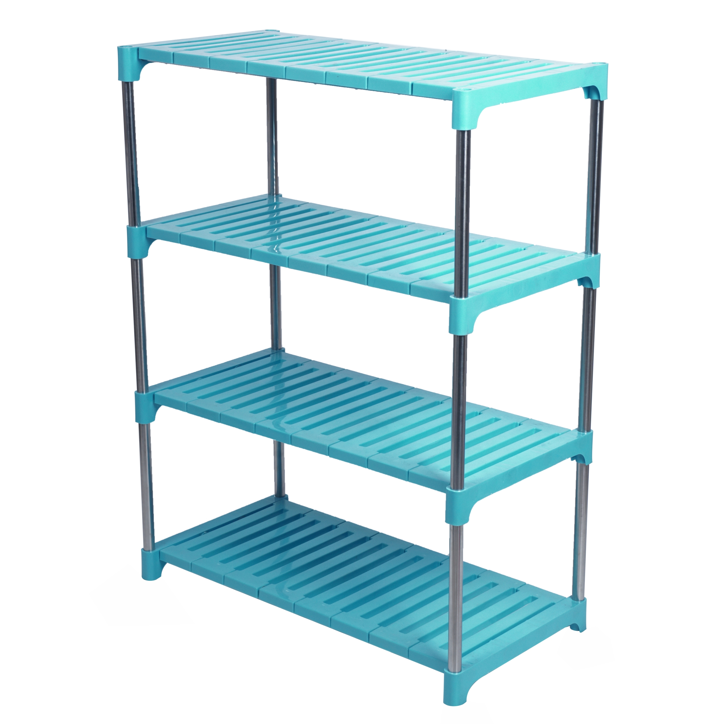 4 Layer Bathroom Racks - Stainless Steel & Abs Plastic, 66 X 29.2 X 86.4 Cm, Cyan Blue | Multipurpose Adjustable Rack For Living Room, Kitchen, Office