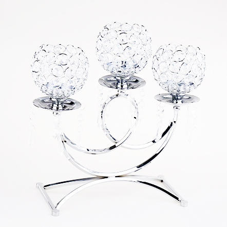 Silver Iron And Crystal Candle Holder