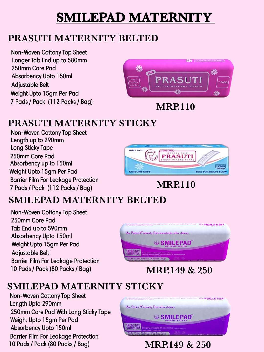 Maternity Sticky Pad - 7 Pcs Pack | White Color, Internal Use, Single Use