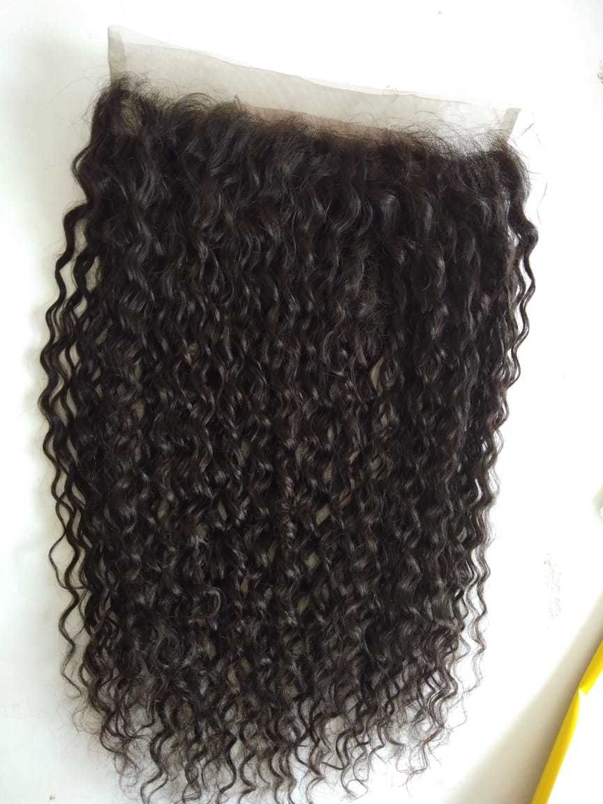 Raw Curly Lace Frontal - 13x4 Transparent Lace | Soft, Tangle-free, Remy Indian Hair, Natural Look, Dyeable, Available In 10-26 Inches