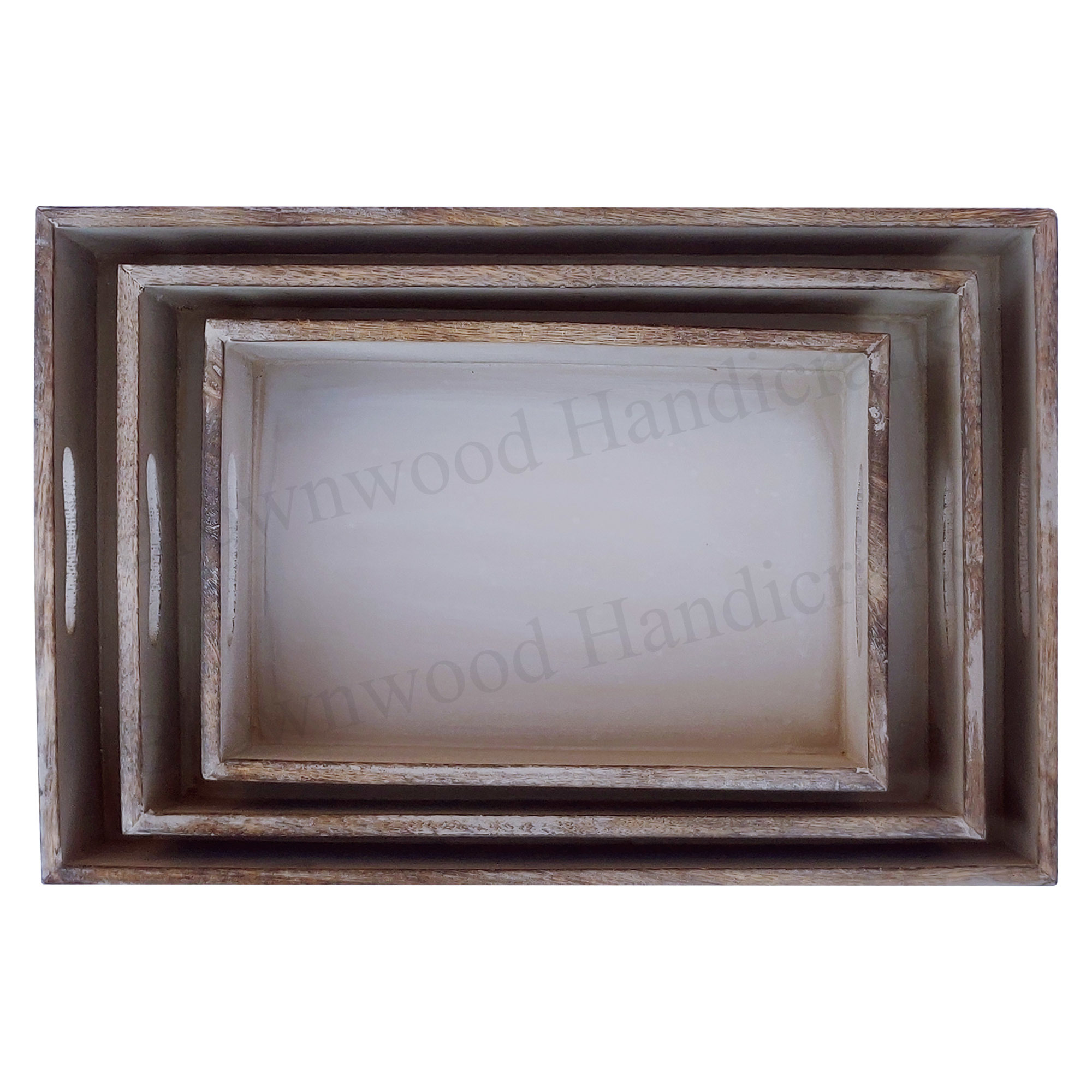Wood Wooden Serving Tray Set Of 3