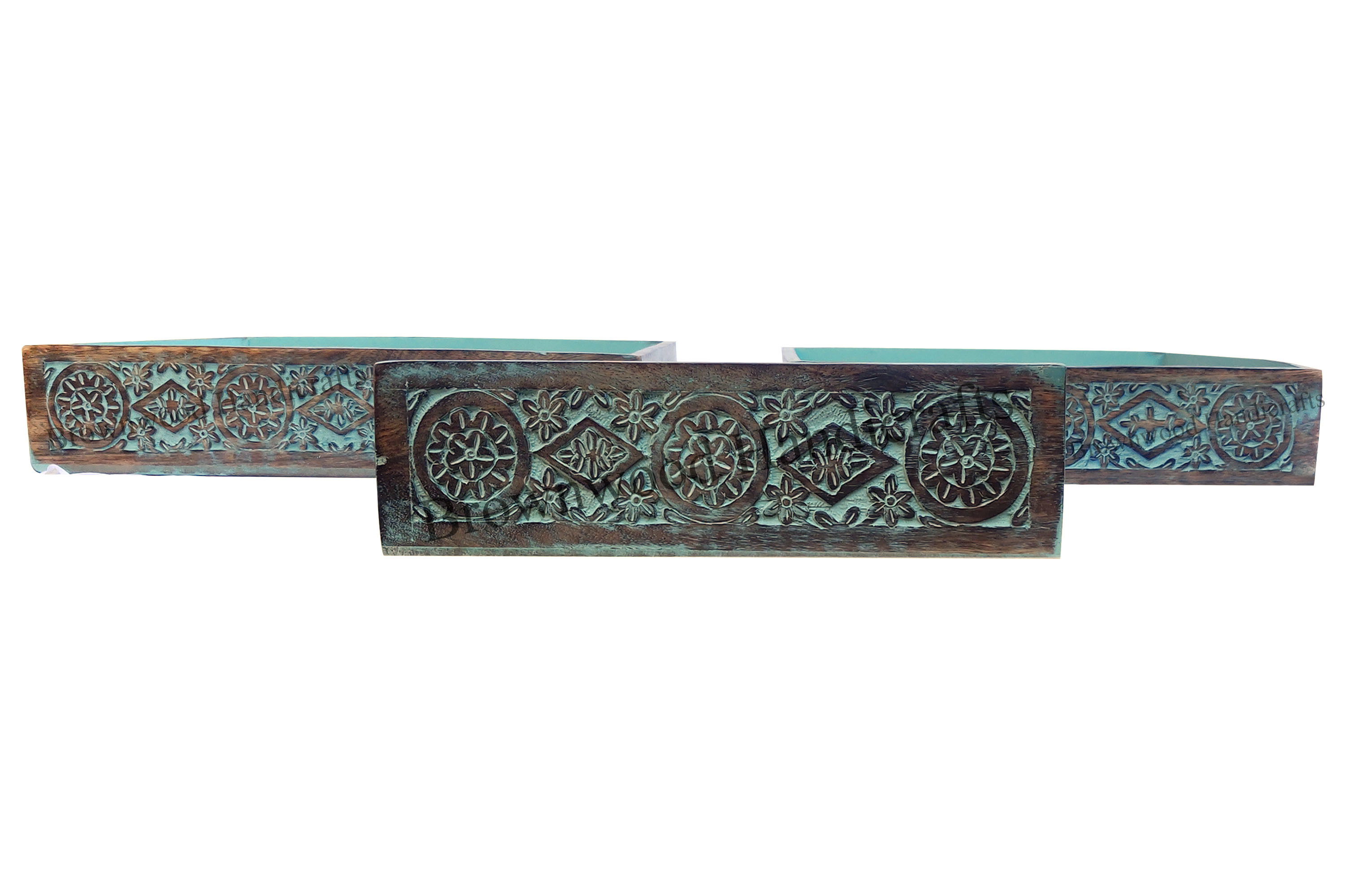 Wood Wooden Serving Tray Set Of 3