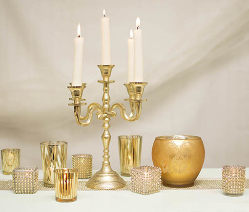 Brass Different Types Of Candelabra And Candle Set