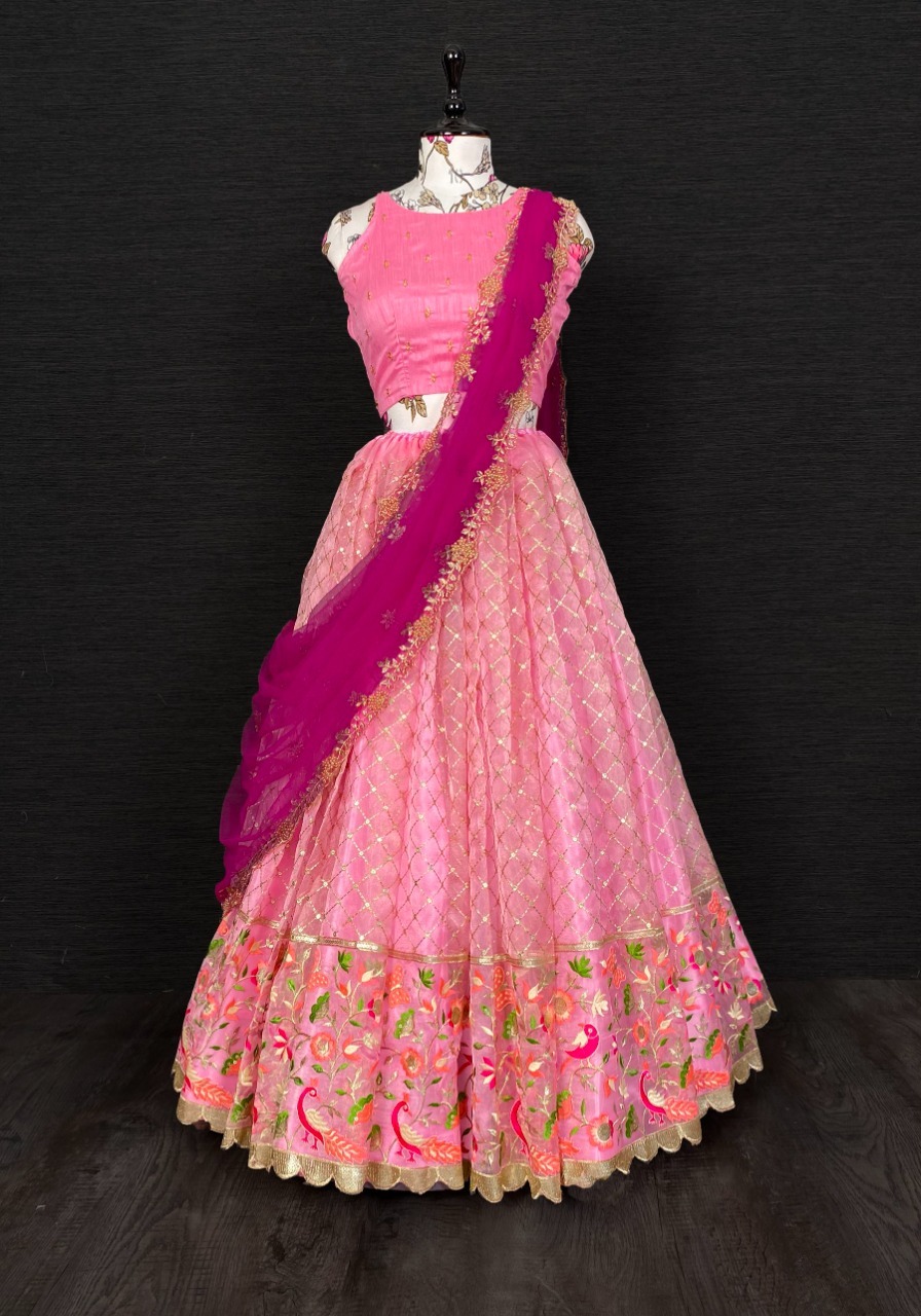 Sabyasachi Designer Lehenga Choli - Silk, Plus Size Customized | Embroidered, Traditional, All Season, Dry Clean Only
