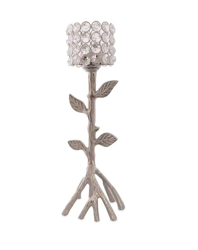 Brass Ten Arm Diamond Crystal Glass Candle Holder